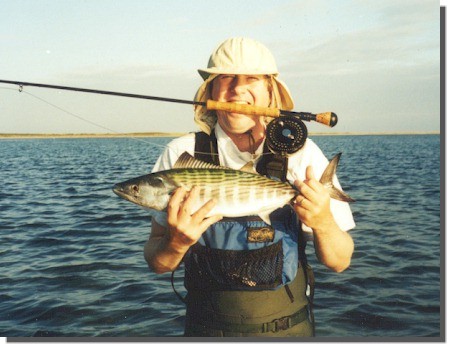 The author hooks up from the 
beach at Cape Poge Gut, Martha's Vineyard. Photo: Jennifer Windram