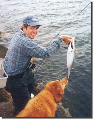 Scott Patterson and Blue at 
Big Bridge, Martha's Vineyard. Photo: Chris Windram